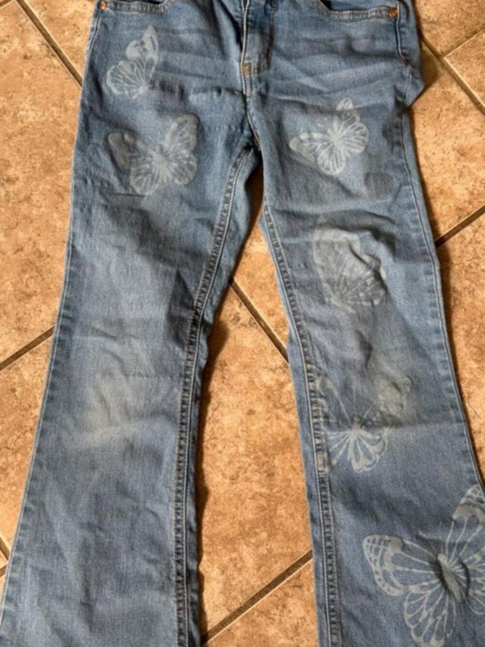 Beautees blue butterfly jeans Size 8 #denim
